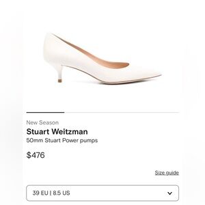 Stuart Weitzman "Stuart Power 50" White Patent Kitten Heel Sz 39/8.5 Worn Once!